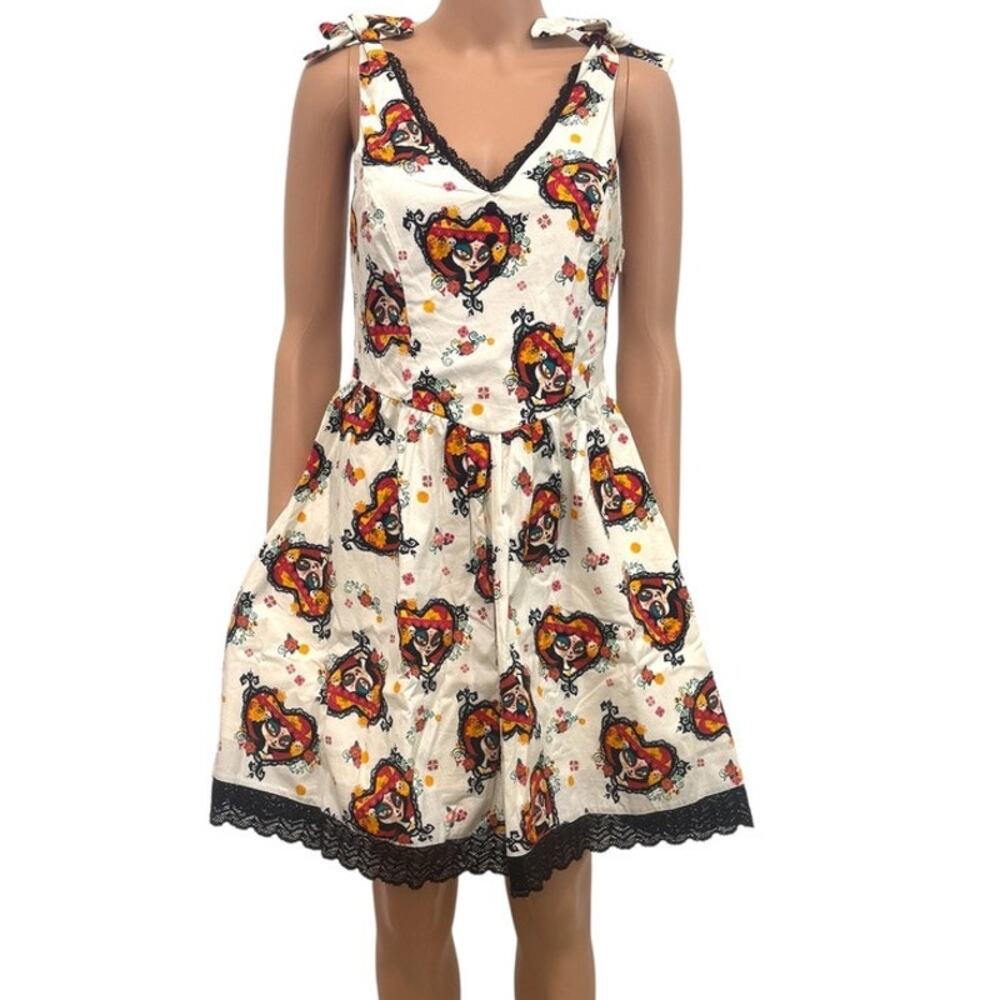 Hot topic The Book Of Life medium La Muerte print fit and flare dress D3 3230